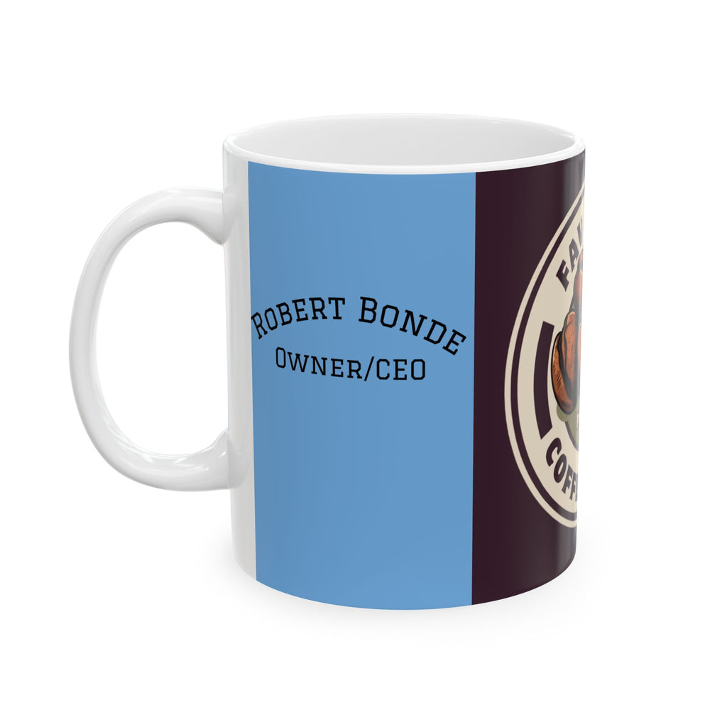Fav Brew Coffee Bean Ceramic Mug — 'Fav Brew Premium Taste' Coffee Cup (11oz/15oz)