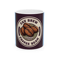 Fav Brew Coffee Bean Ceramic Mug — 'Fav Brew Premium Taste' Coffee Cup (11oz/15oz)