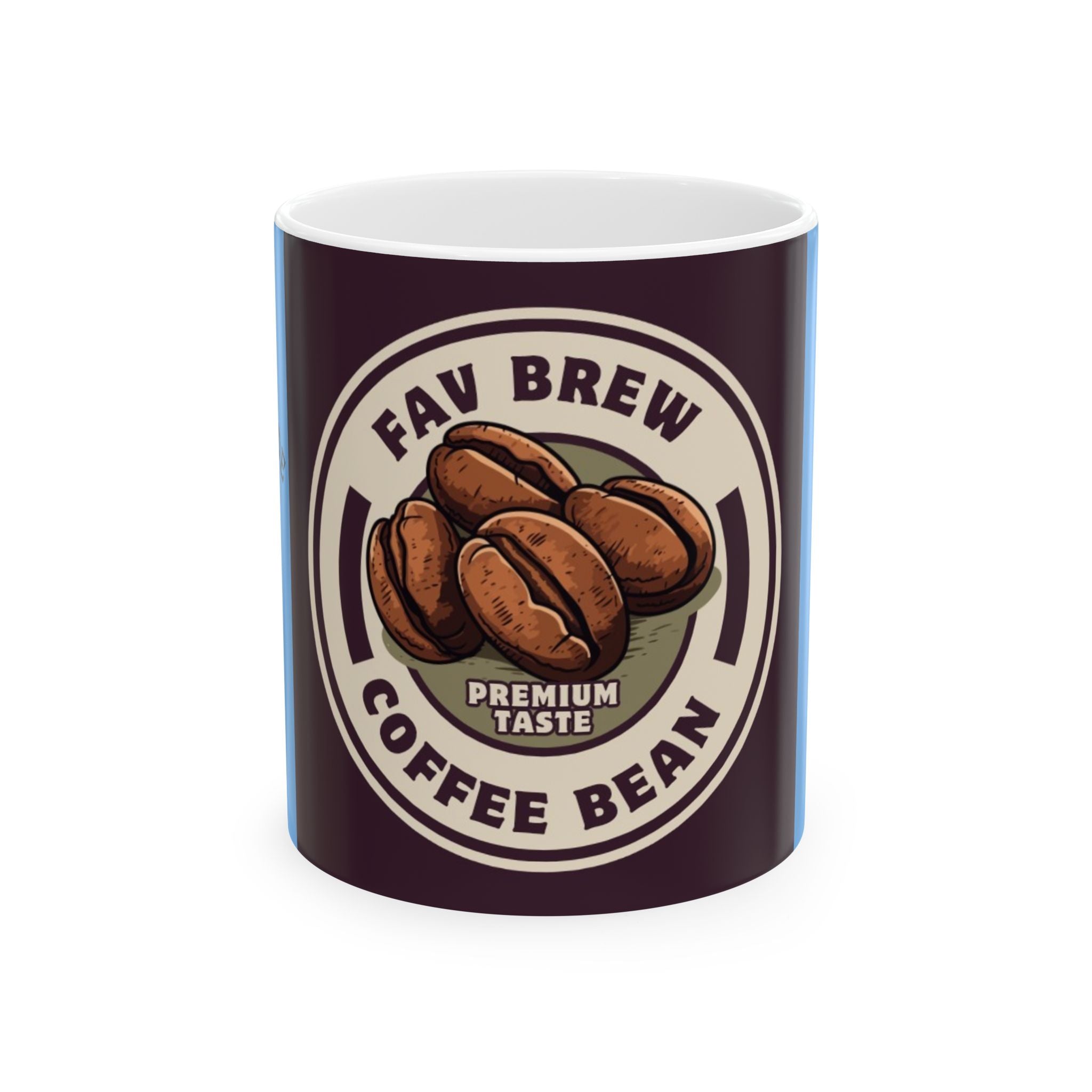 Fav Brew Coffee Bean Ceramic Mug — 'Fav Brew Premium Taste' Coffee Cup (11oz/15oz)