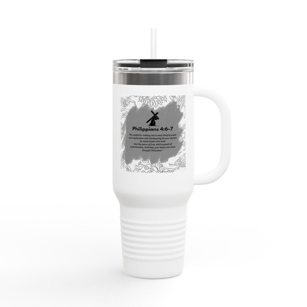 40oz Insulated Travel Mug — Philippians 4:6-7 Prayer Scripture Design