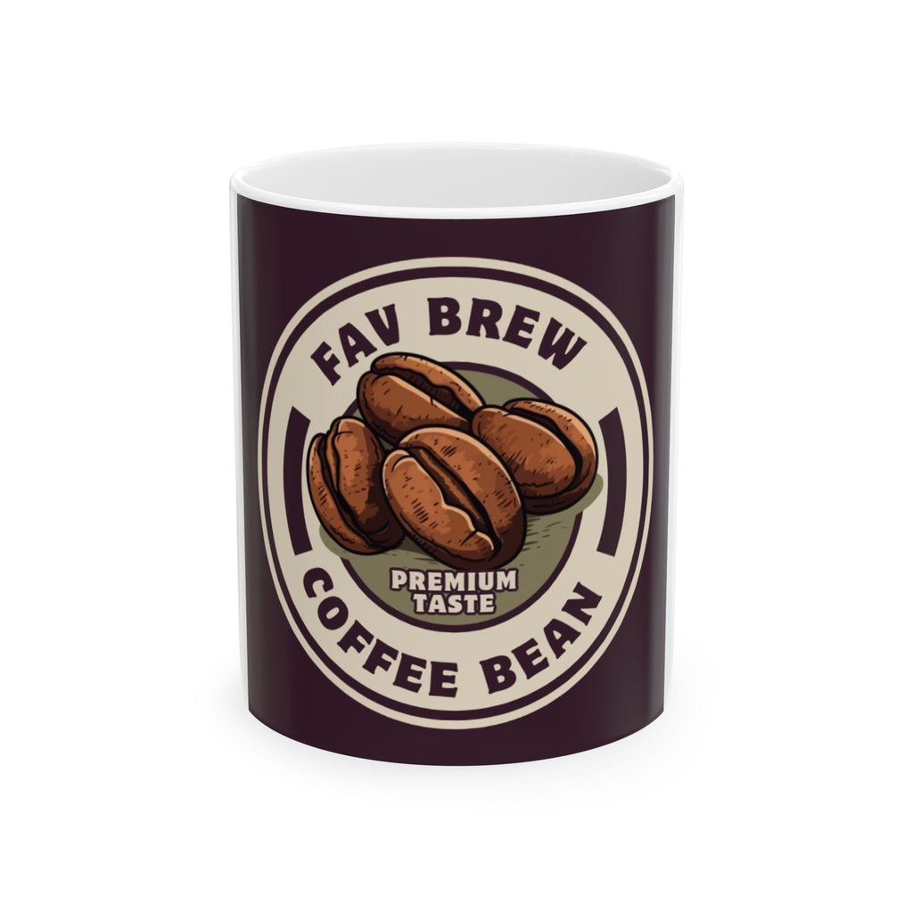 Fav Brew Coffee Bean Ceramic Mug — Premium Taste Coffee Cup (11oz, 15oz)