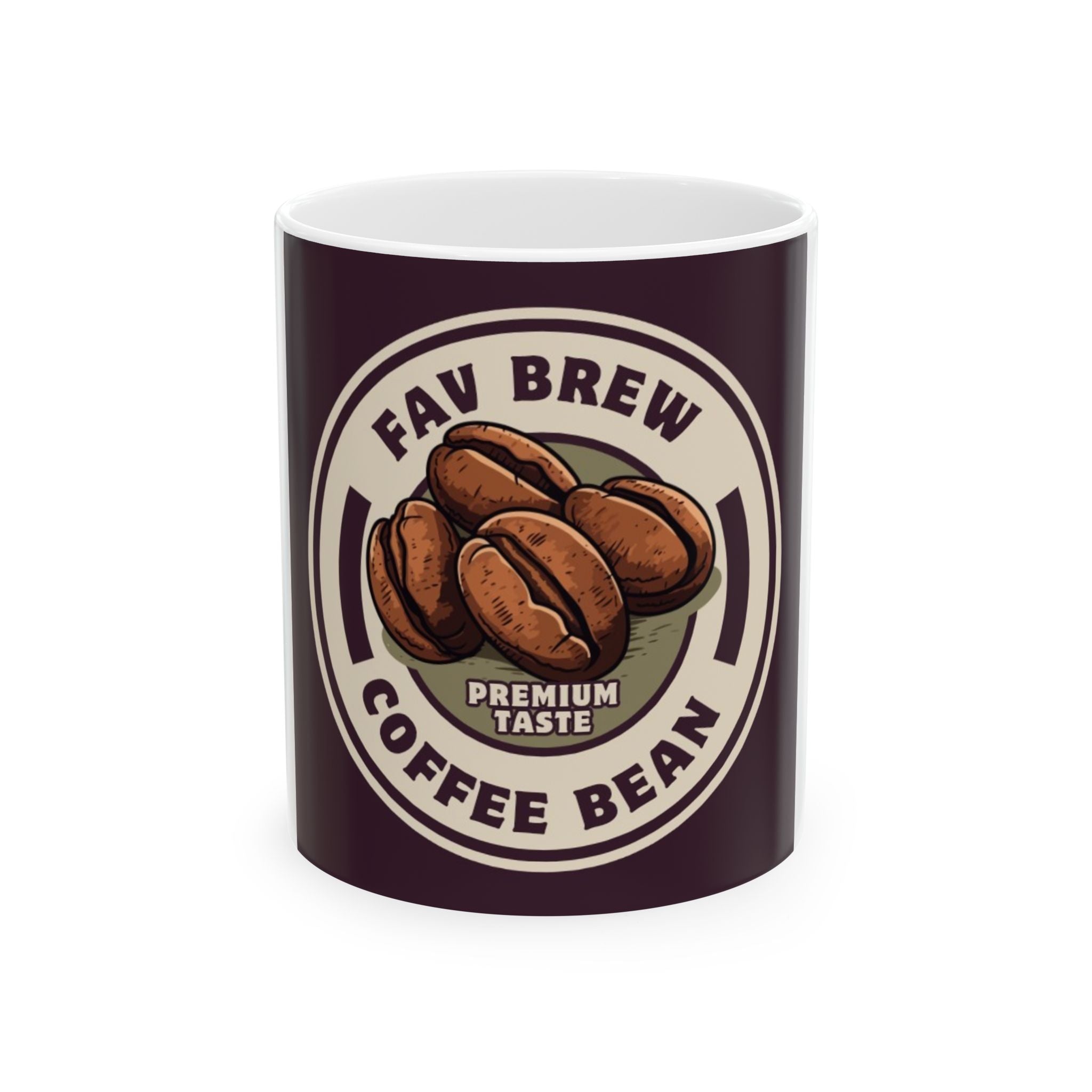 Fav Brew Coffee Bean Ceramic Mug — Premium Taste Coffee Cup (11oz, 15oz)